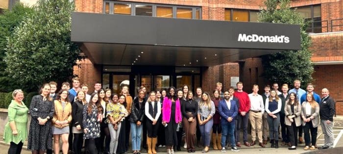 The group of scholars began with a visit to McDonald's headquarters in London, next on the agenda is the Oxford Farming Conference in January.